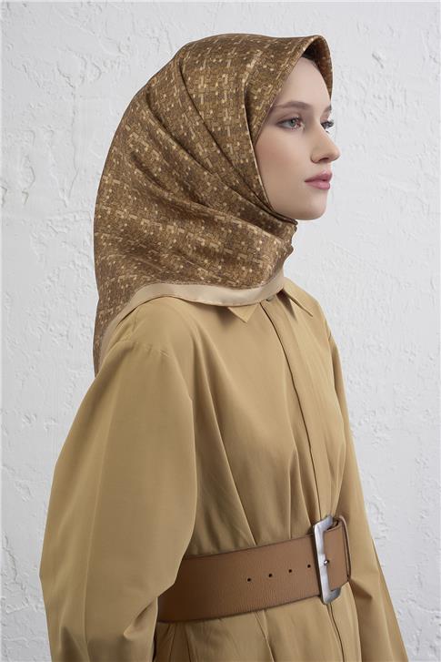 Armine Soyut Desenli Saf İpek Twill Eşarp 9405D 06