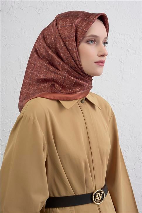 Armine Soyut Desenli Saf İpek Twill Eşarp 9405D 08
