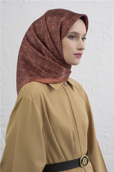 Armine Soyut Desenli Saf İpek Twill Eşarp 9405D 08
