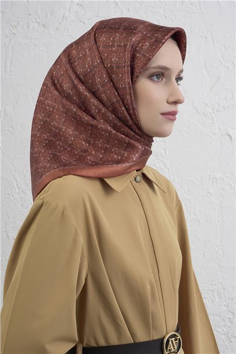 Armine Soyut Desenli Saf İpek Twill Eşarp 9405D 08