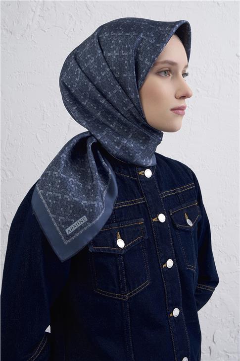 Armine Soyut Desenli Saf İpek Twill Eşarp 9405D 31