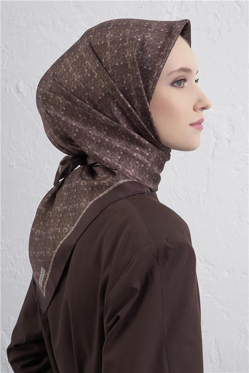 Armine Soyut Desenli Saf İpek Twill Eşarp 9405D 81