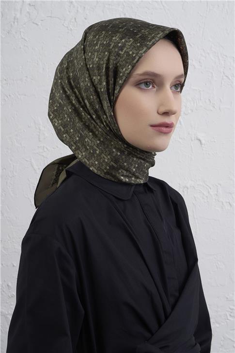 Armine Soyut Desenli Saf İpek Twill Eşarp 9405D 82