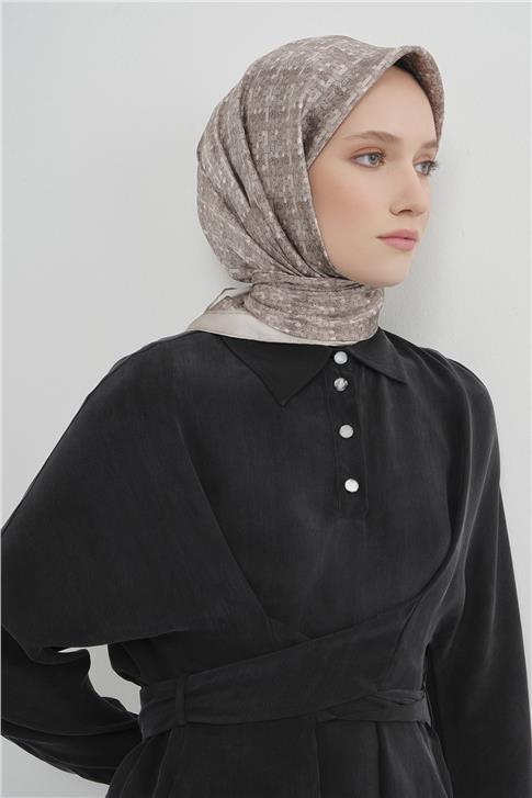 Armine Soyut Desenli Saf İpek Twill Eşarp 9405D 85