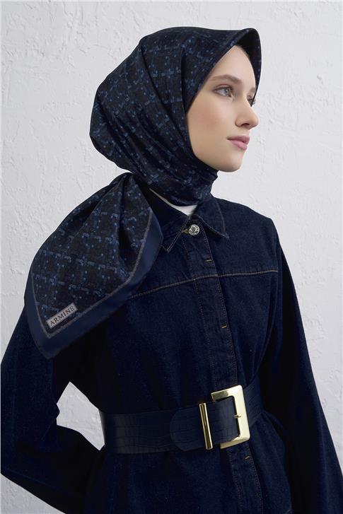 Armine Soyut Desenli Saf İpek Twill Eşarp 9405D 87