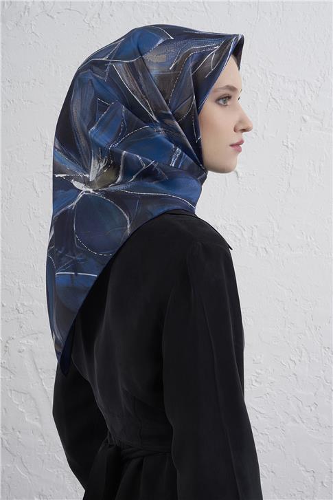 Armine Çiçek Desenli Saf İpek Twill Eşarp 9406D 83
