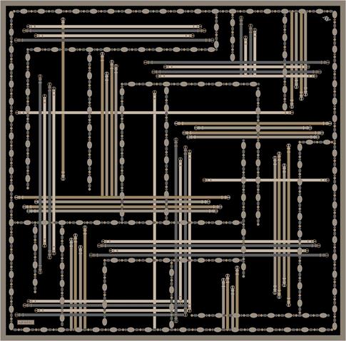 Armine Obje Desenli Saf İpek Twill Eşarp 9407D 04