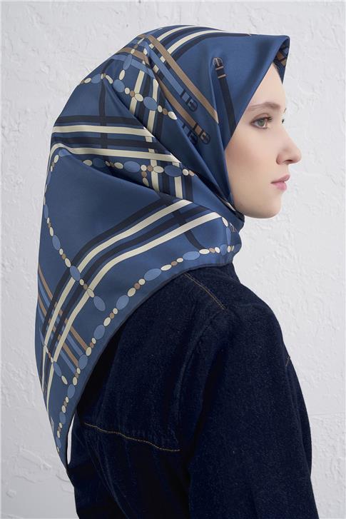 Armine Obje Desenli Saf İpek Twill Eşarp 9407D 33