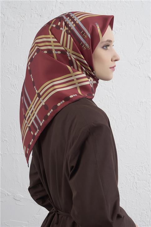Armine Obje Desenli Saf İpek Twill Eşarp 9407D 36