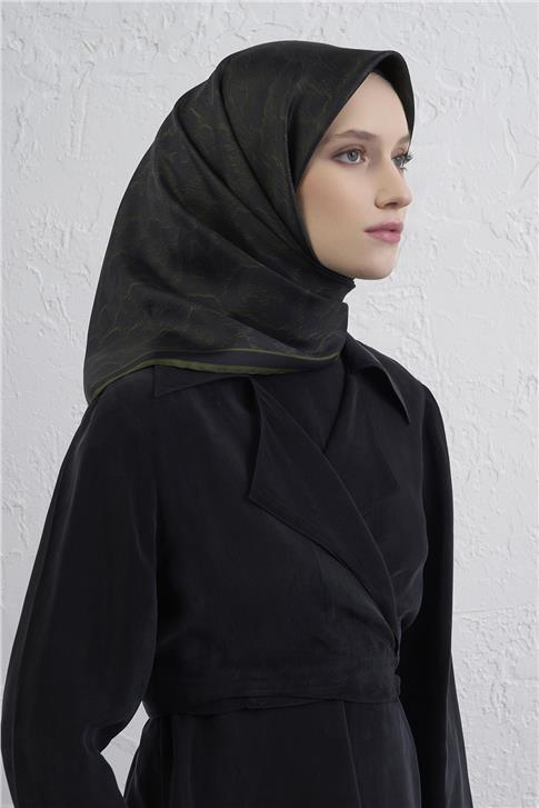 Armine Klasik Desenli Saf İpek Twill Eşarp 9408D 50