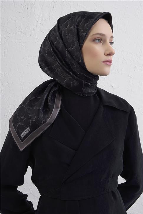 Armine Klasik Desenli Saf İpek Twill Eşarp 9408D 80