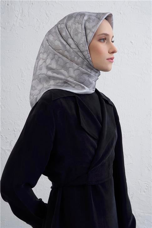 Armine Klasik Desenli Saf İpek Twill Eşarp 9408D 86