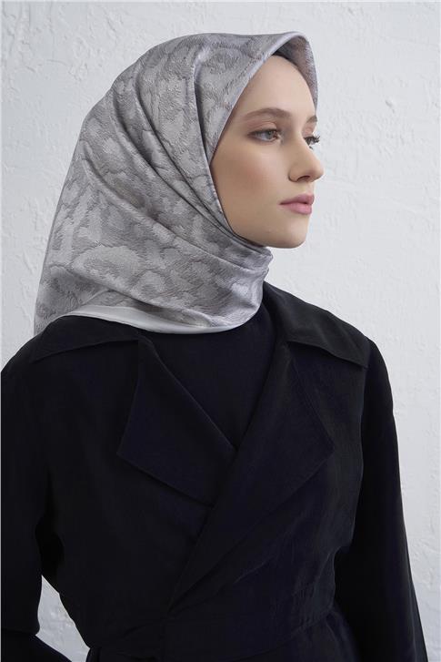 Armine Klasik Desenli Saf İpek Twill Eşarp 9408D 86
