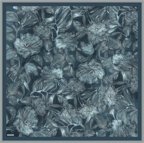 Armine Çiçek Desenli Saf İpek Twill Eşarp 9409D 04