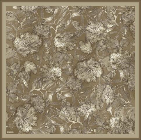 Armine Çiçek Desenli Saf İpek Twill Eşarp 9409D 06