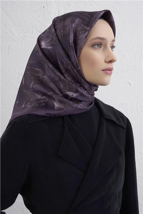 Armine Çiçek Desenli Saf İpek Twill Eşarp 9409D 33