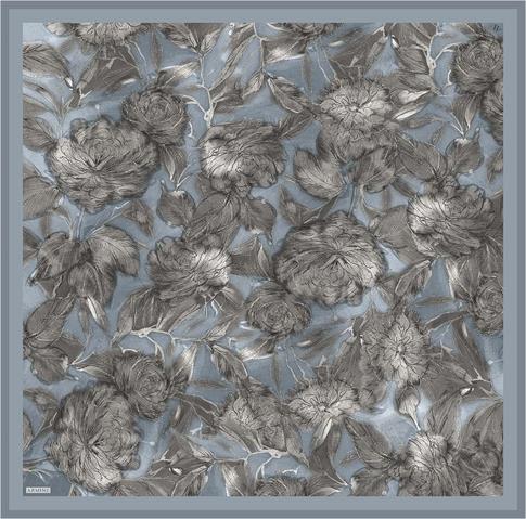 Armine Çiçek Desenli Saf İpek Twill Eşarp 9409D 37