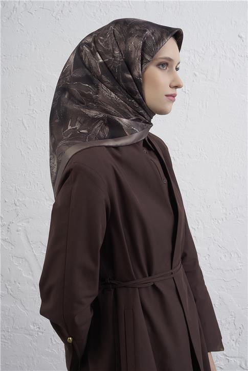 Armine Çiçek Desenli Saf İpek Twill Eşarp 9409D 82