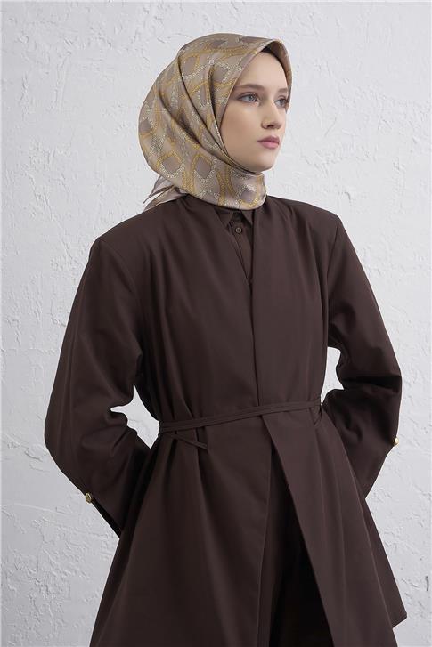 Armine Klasik Desenli Saf İpek Twill Eşarp 9410D 33