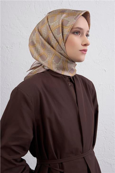 Armine Klasik Desenli Saf İpek Twill Eşarp 9410D 33
