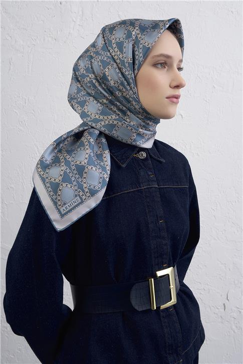 Armine Klasik Desenli Saf İpek Twill Eşarp 9410D 36