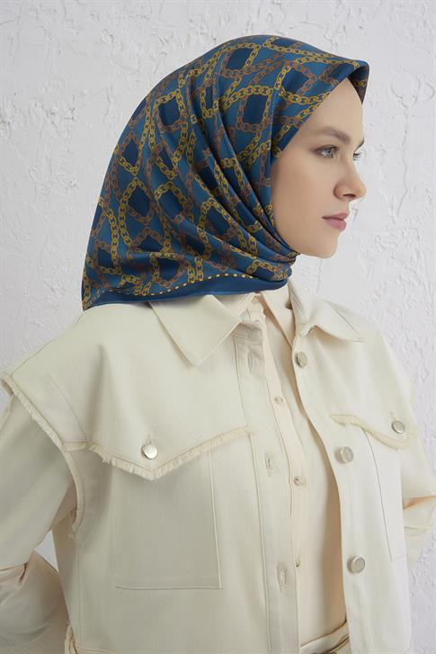 Armine Klasik Desenli Saf İpek Twill Eşarp 9410D 55