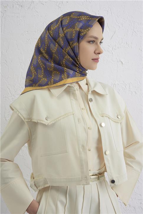 Armine Klasik Desenli Saf İpek Twill Eşarp 9410D 58