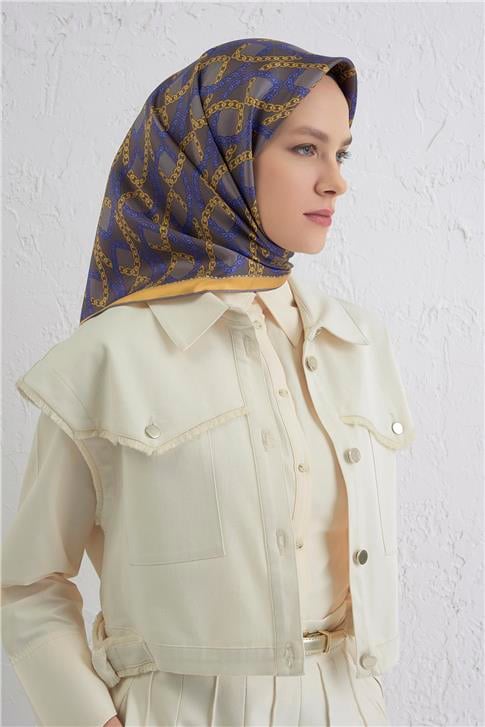 Armine Klasik Desenli Saf İpek Twill Eşarp 9410D 58