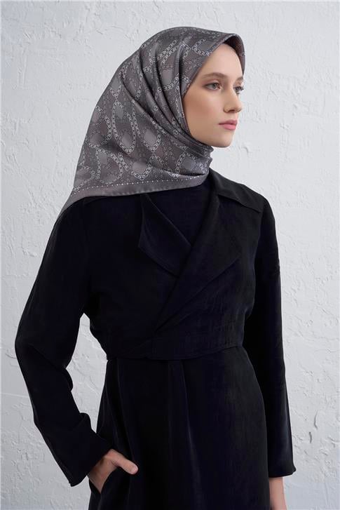 Armine Klasik Desenli Saf İpek Twill Eşarp 9410D 88