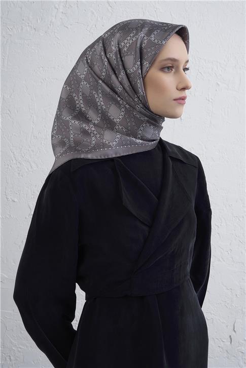 Armine Klasik Desenli Saf İpek Twill Eşarp 9410D 88