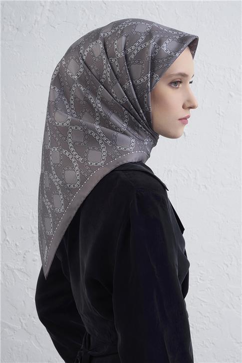 Armine Klasik Desenli Saf İpek Twill Eşarp 9410D 88