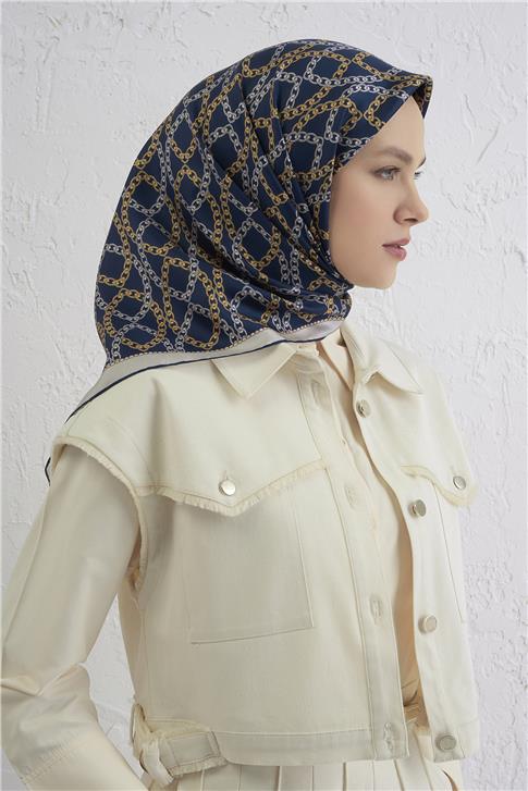 Armine Klasik Desenli Saf İpek Twill Eşarp 9410D 90