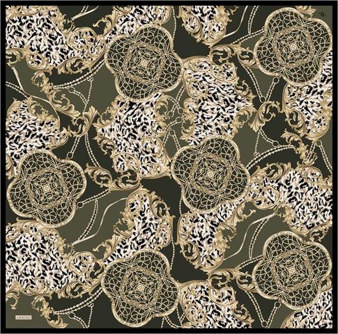 Armine Klasik Desenli Saf İpek Twill Eşarp 9411D 33