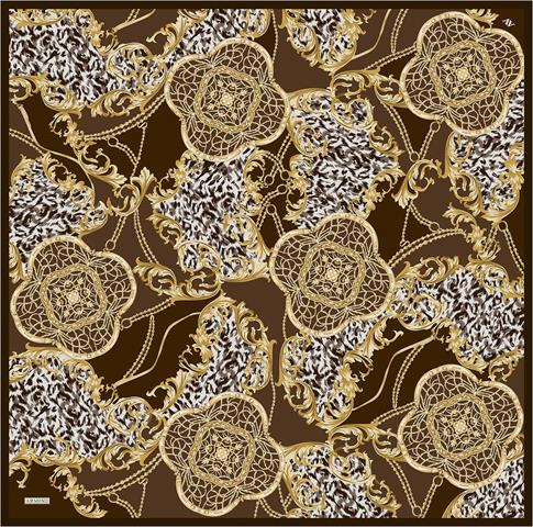 Armine Klasik Desenli Saf İpek Twill Eşarp 9411D 80