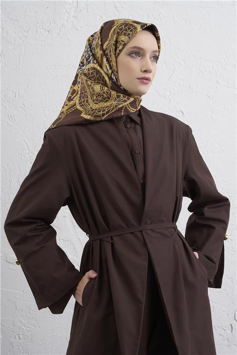 Armine Klasik Desenli Saf İpek Twill Eşarp 9411D 80