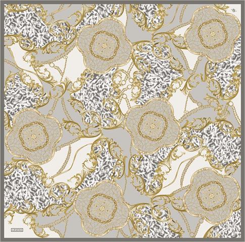 Armine Klasik Desenli Saf İpek Twill Eşarp 9411D 83