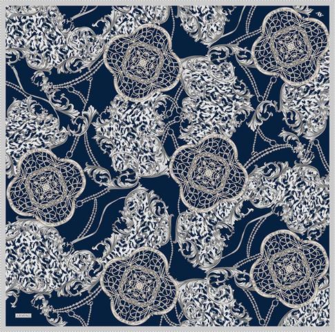 Armine Klasik Desenli Saf İpek Twill Eşarp 9411D 85 