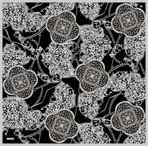 Armine Klasik Desenli Saf İpek Twill Eşarp 9411D 86