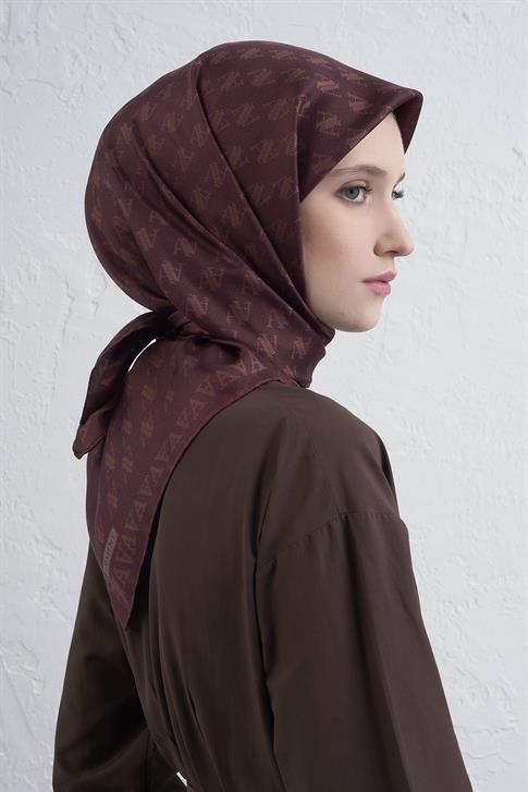 Armine Monogram Desenli Saf İpek Twill Eşarp 9412D 04