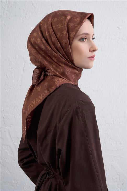 Armine Monogram Desenli Saf İpek Twill Eşarp 9412D 35