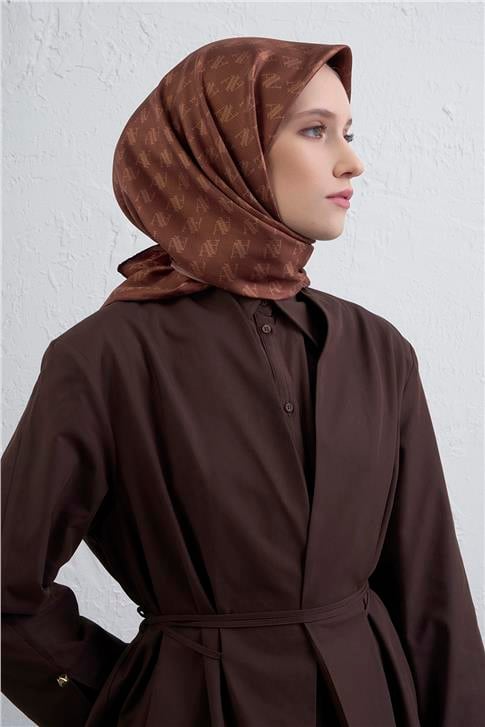 Armine Monogram Desenli Saf İpek Twill Eşarp 9412D 35