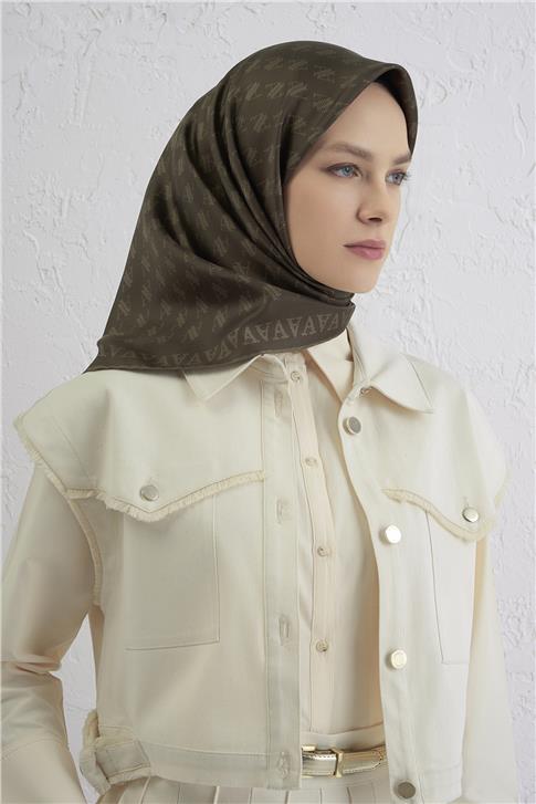 Armine Monogram Desenli Saf İpek Twill Eşarp 9412D 83