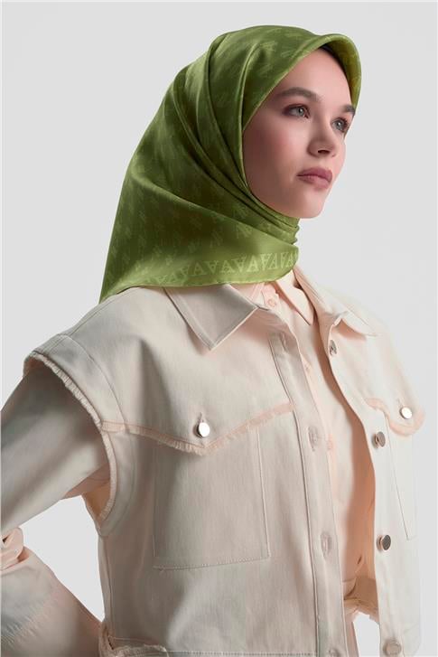 Armine Monogram Desenli Saf İpek Twill Eşarp 9412D 90