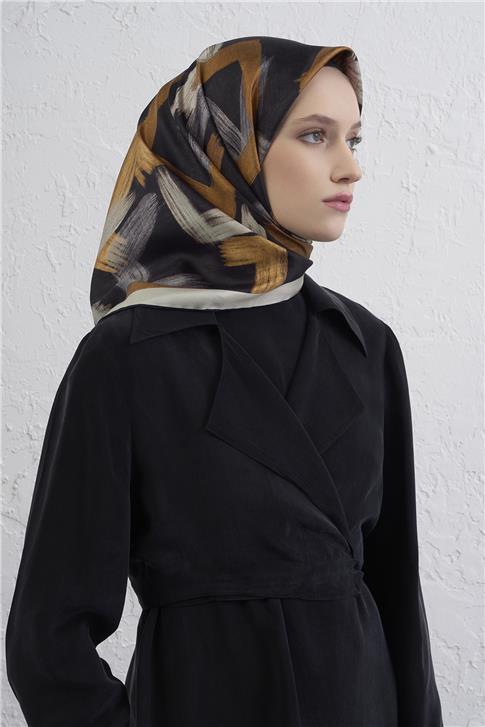 Armine Geometrik Desenli Saf İpek Twill Eşarp 9413D 80