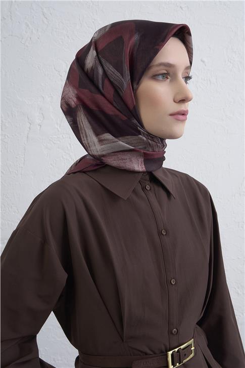 Armine Geometrik Desenli Saf İpek Twill Eşarp 9413D 81