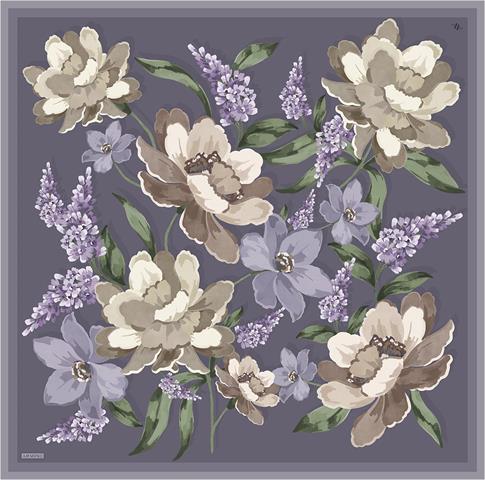 Armine Çiçek Desenli Saf İpek Twill Eşarp 9414D 84