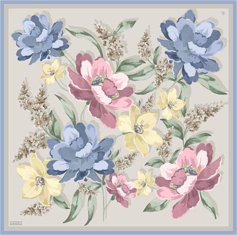 Armine Çiçek Desenli Saf İpek Twill Eşarp 9414D 85