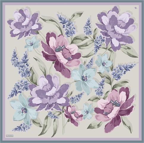 Armine Çiçek Desenli Saf İpek Twill Eşarp 9414D 6