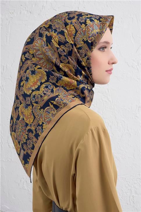 Armine Etnik Desen Saf İpek Twill Eşarp 9416D 03
