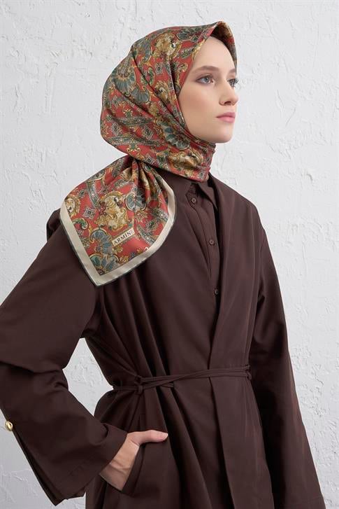 Armine Etnik Desen Saf İpek Twill Eşarp 9416D 31